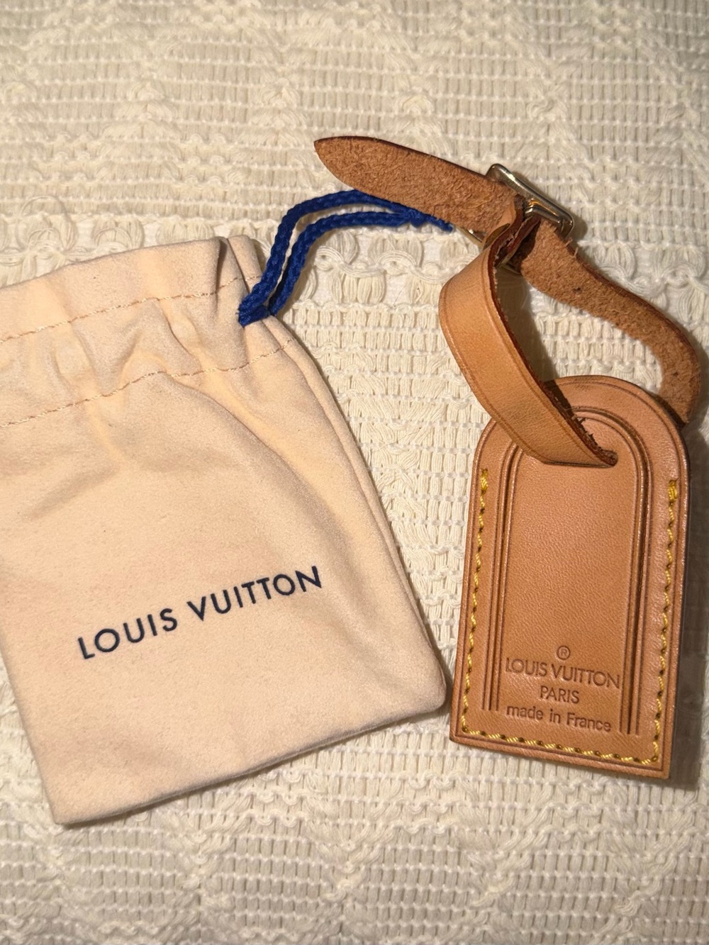 Louis Vuitton Vintage Vachetta Leather Luggage Tag & Strap Set – Made in France